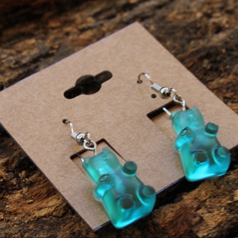 Teal Gummy Bear Earrings
